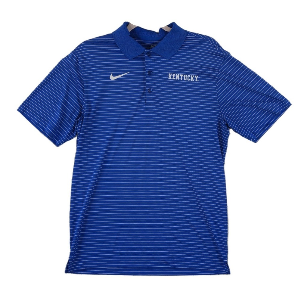 Nike Kentucky Wildcats UK Polo Shirt Men's Size Small Blue Striped Dri FIT Golf